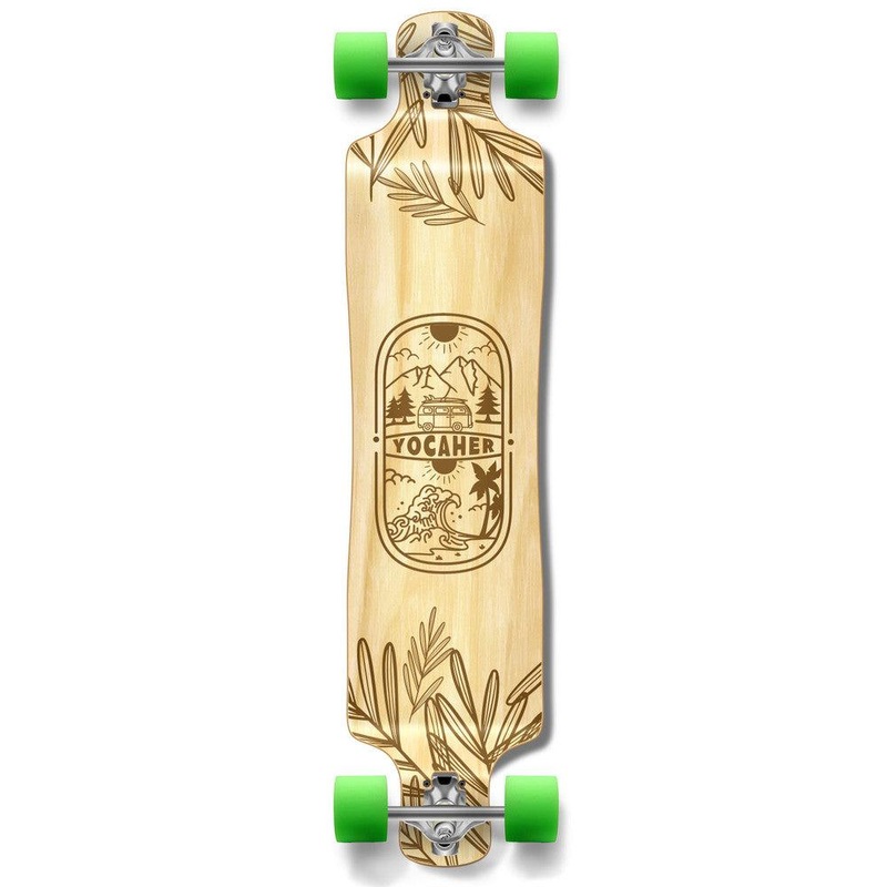 Yocaher Adventure Natural 40.75″ Lowrider Double Drop Longboard Complete