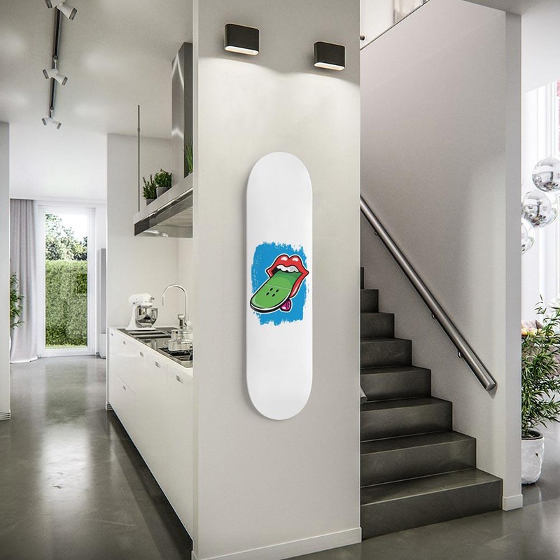 Lips and Tongue Skateboard With White Background | One Deck | Skateboard Wall Art With mounts