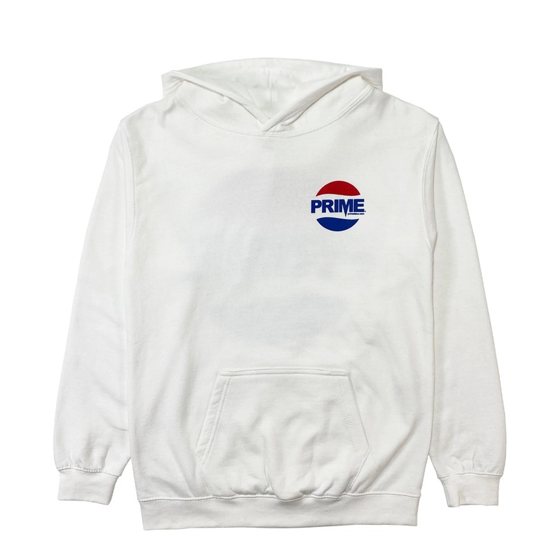 Prime Delux Prepsi Logo Kids Hooded Sweat – White Kids S