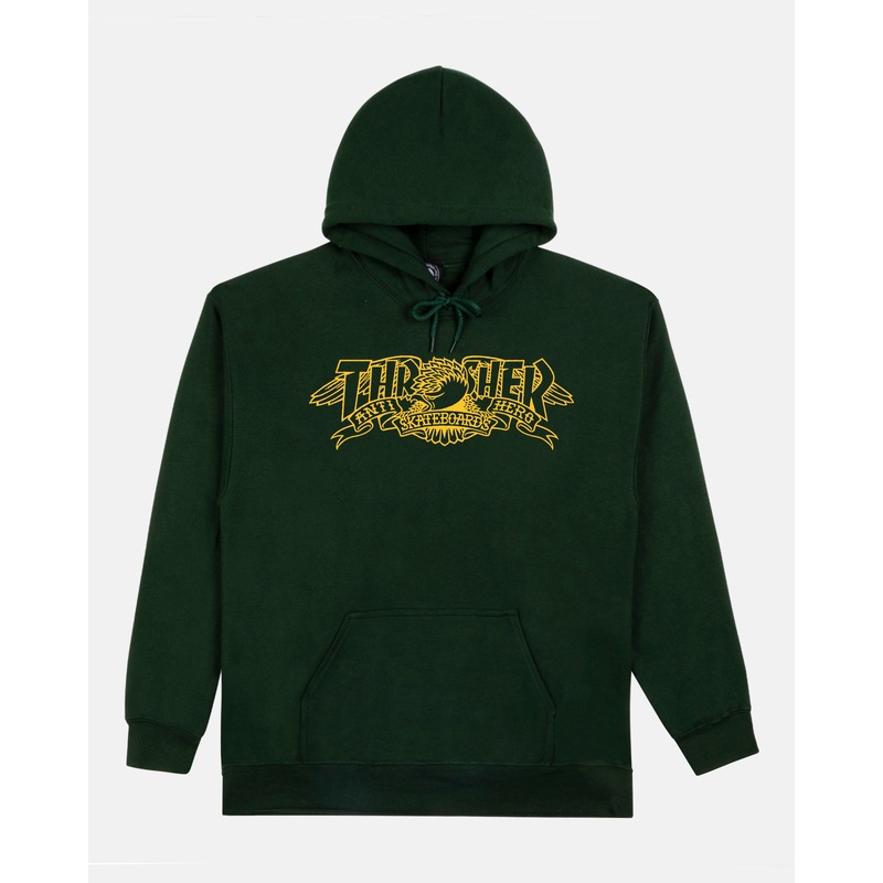 THRASHER X ANTI-HERO MAG BANNER HOODED SWEATSHIRT Forest Small