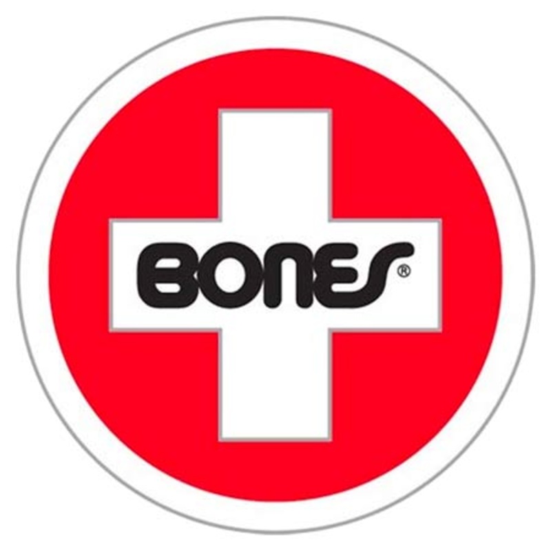 Bones Swiss Round Sticker Red 1″