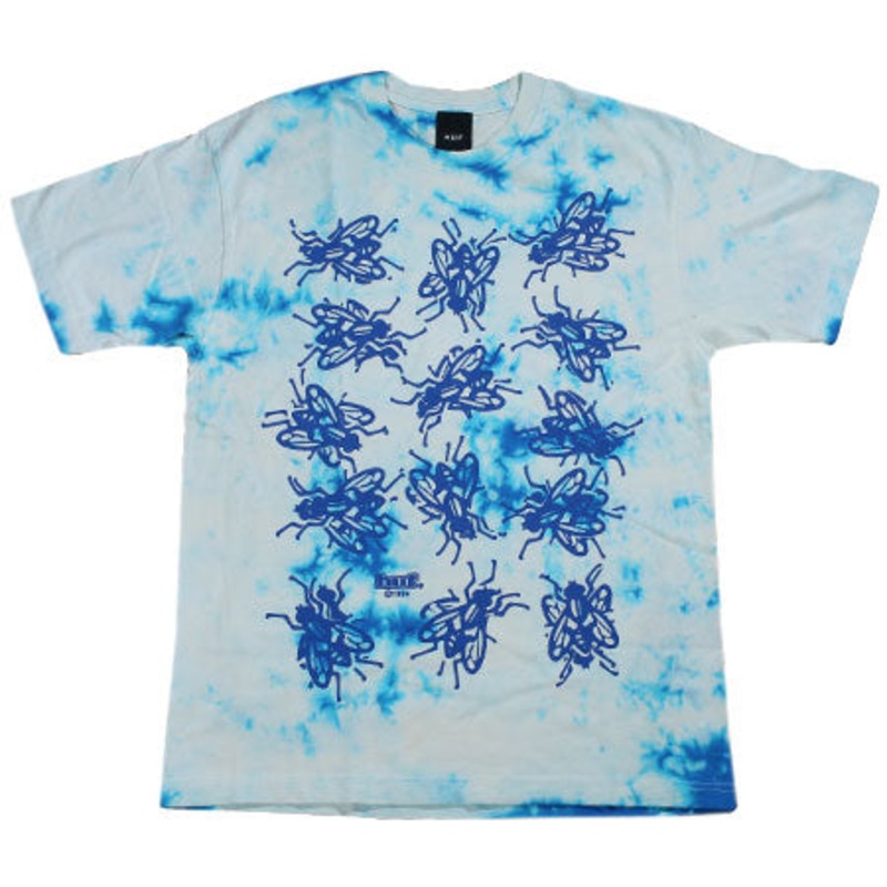HUF Fly Situation Tie Dye T Shirt White/ Blue Small