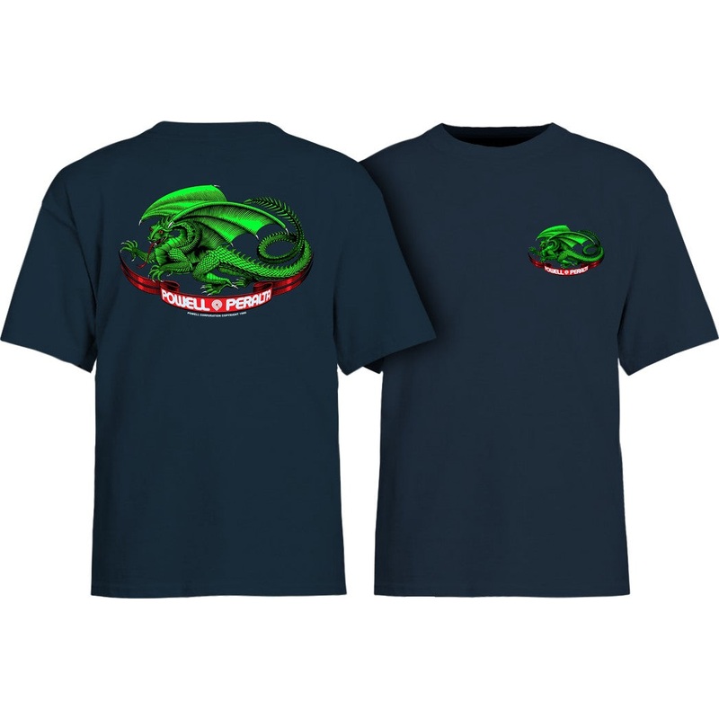 Powell Peralta Oval Dragon Youth T-shirt Youth Small Navy
