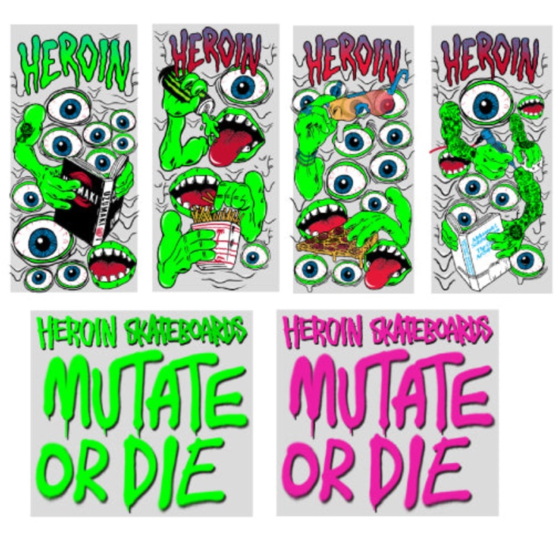 Heroin Mutate or Die Stickers Mutate or Die – Set of 6