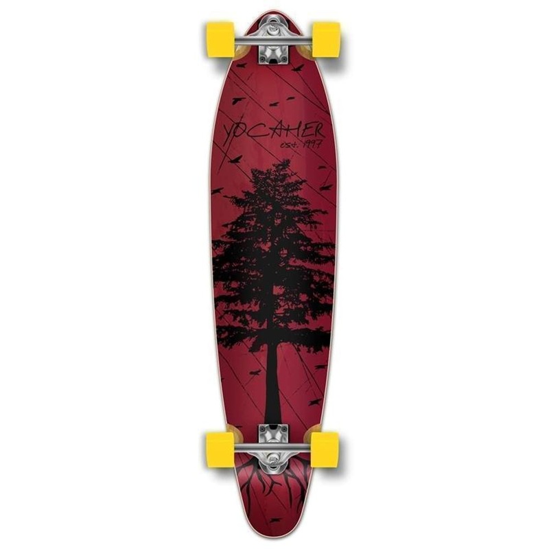 Kicktail In The Pines Red 40 inches Longboard from Punked Complete