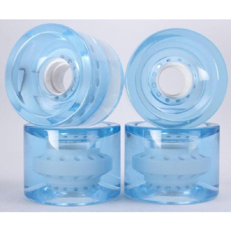 Light Clear Blue 70mm Gel Soft Longboard Wheels