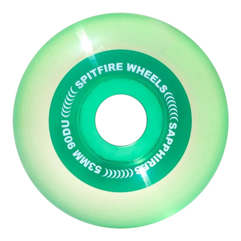 Spitfire 90D Sapphires Skateboard (Cruiser) Wheels – Clear/Green 53mm 53mm