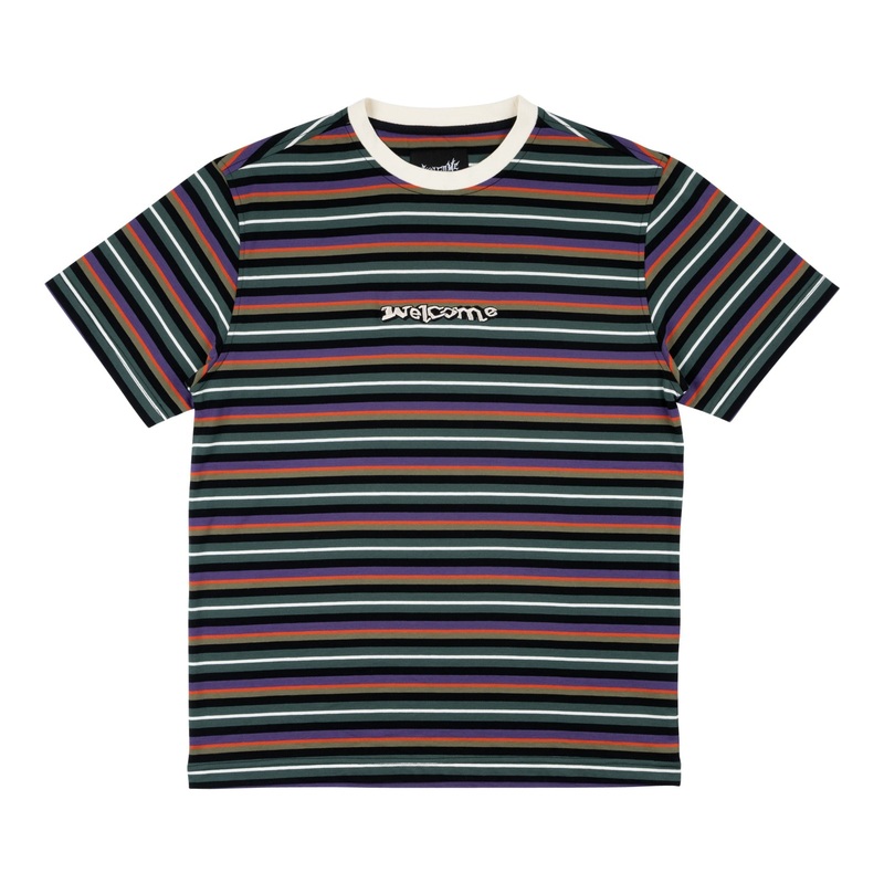 Welcome Surf Stripe Yarn-Dyed Knit Short Sleeve T-Shirt Small Forest
