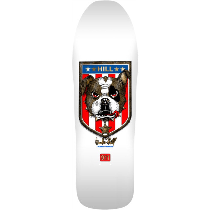 POWELL PERALTA FRANKIE HILL “BULLDOG” White w/ Gold Foil 10″ SKATEBOARD DECK