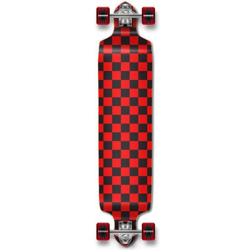 Punked Checkered Red Drop Down Downhill Longboard Complete