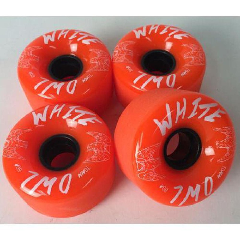 Orange Longboard Skateboard Wheels White Owl 70mm 80A Set