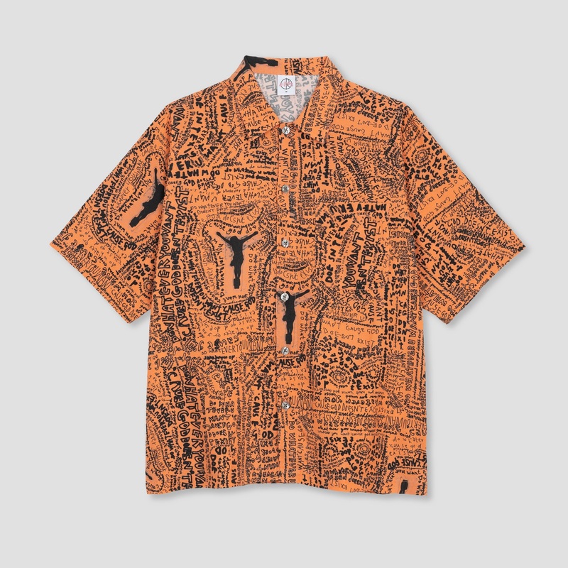Polar Skate Co Bowling Shirt Exist Orange Small