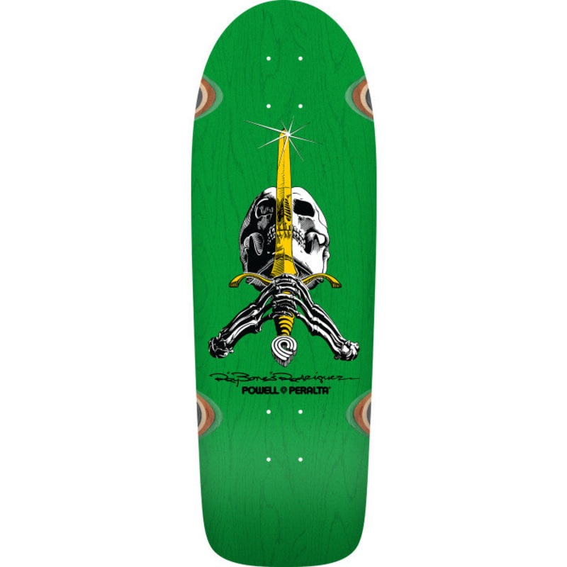 Powell Peralta Rodriguez Skull and Sword OG Green Stain 10″ Skateboard Deck