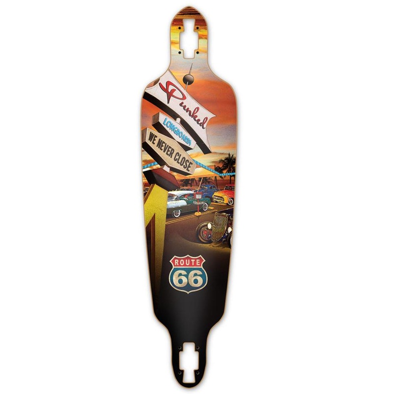 Punked Drop Through Longboard Deck – Route 66 Series – Diner Deck