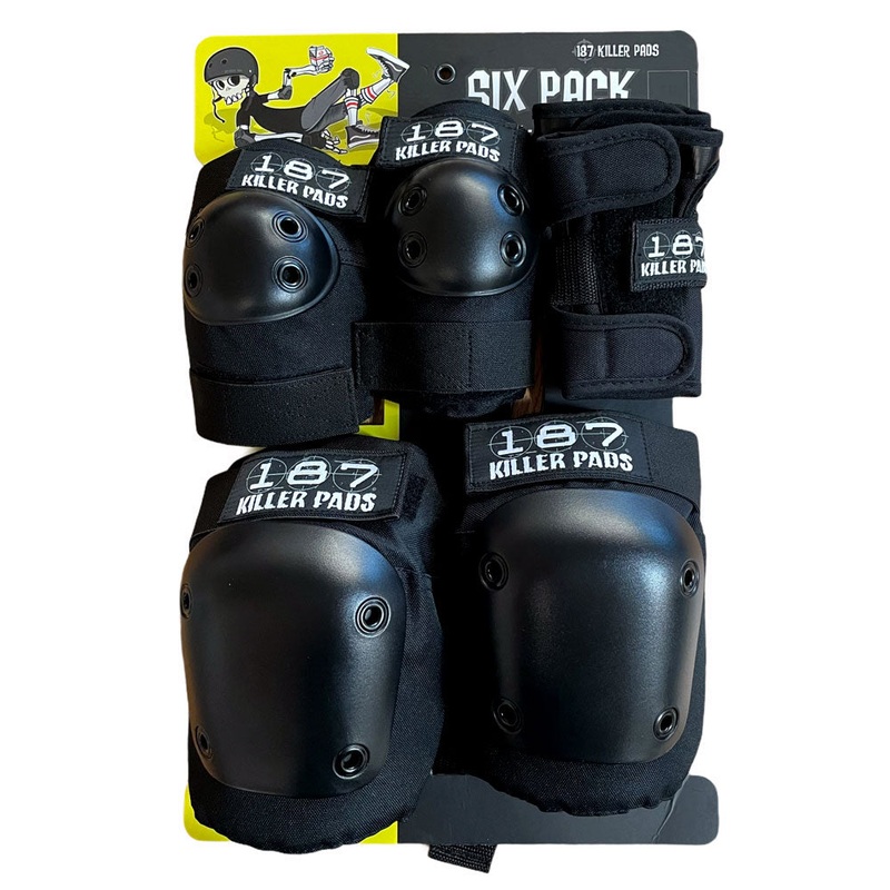 187 6 Pack Wrist Knee Elbow Pads Adult Combo Pack Black Xtra Small