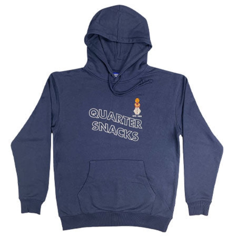 Quartersnacks Embroidered Snackman Hooded Sweatshirt Navy Extra Large