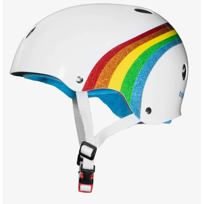 Triple 8 Certified Sweatsaver Skateboard Helmet – White Rainbow Sparkle XS/S White Rainbow Sparkle