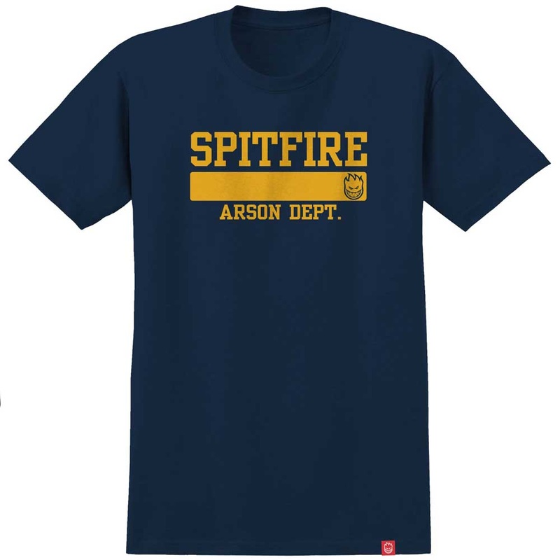Arson Department Navy Gold Spitfire Wheels Tee SM