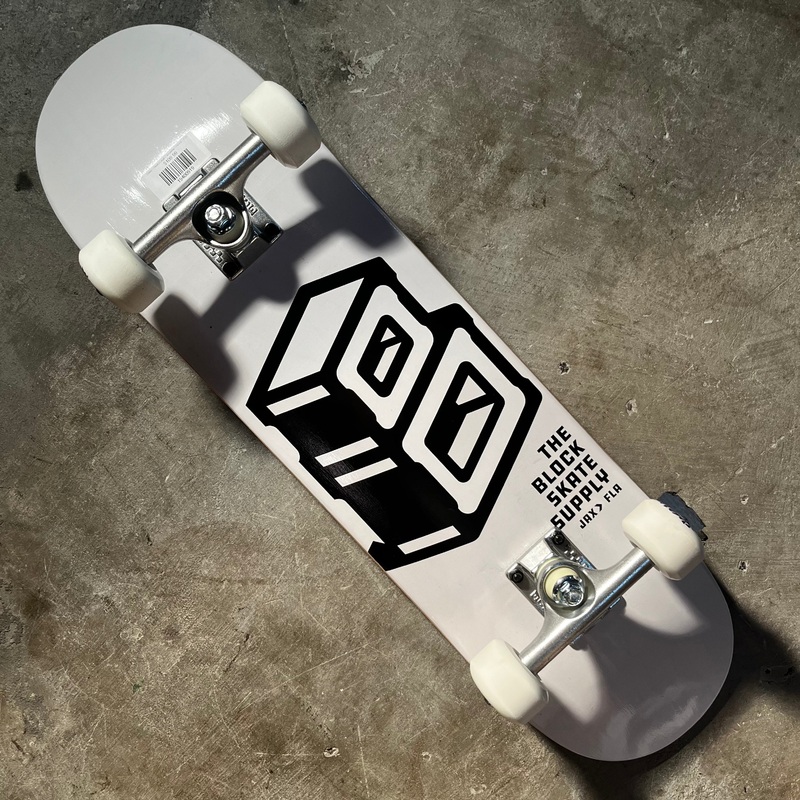 Block – Roots Logo Complete Skateboard – White – 7.25″