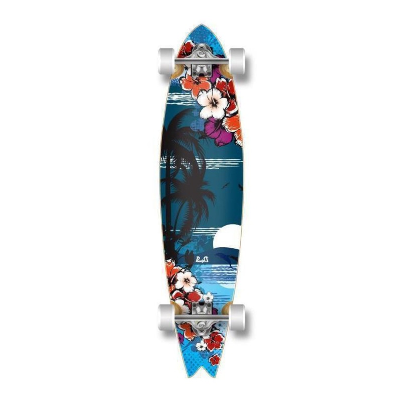 Punked Fishtail 40″ Longboard – Tropical Night – Complete Complete