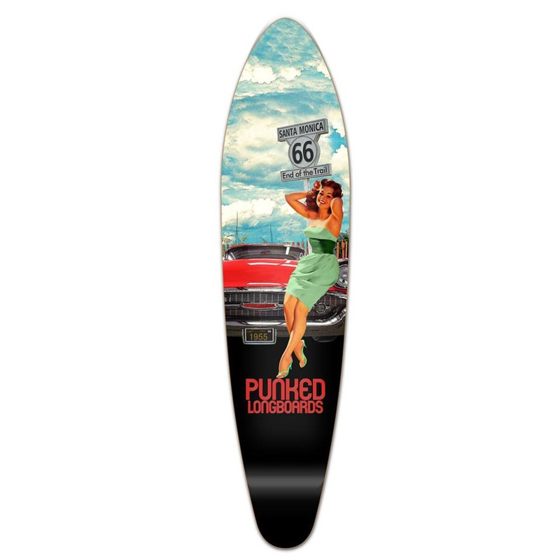 Punked Kicktail Longboard Deck – Route 66 Series – RTE-66 Deck