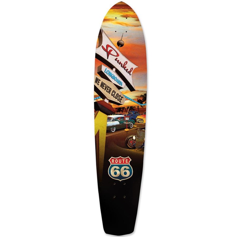 Punked Slimkick Longboard Deck – Route 66 Series – Diner Deck