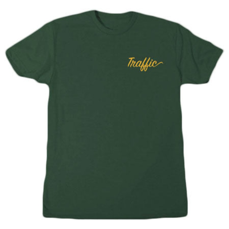 Traffic Skateboards Script T Shirt Forest Green Extra Large