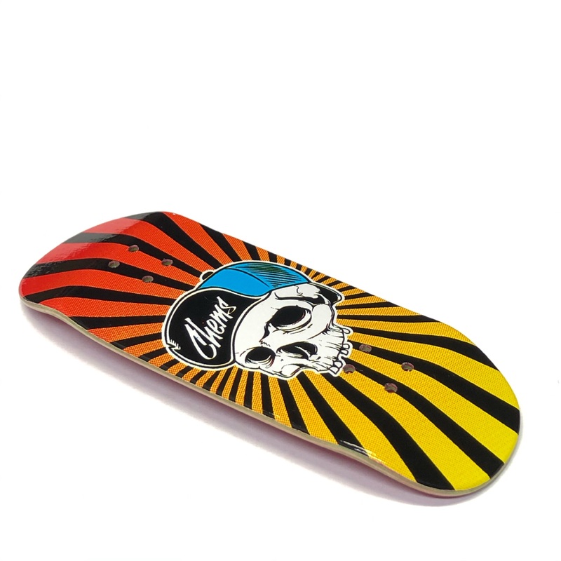 Chems Red/Yellow “Faded OG Skull” Fingerboard Deck 29mm Mid-Pro Popsicle