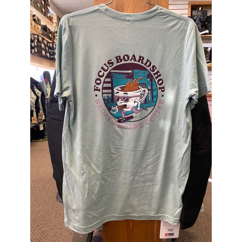 Focus Boardshop and Broken Board Coffee Collaboration Short Sleeve Tri-blend T-Shirt X-Small Teal