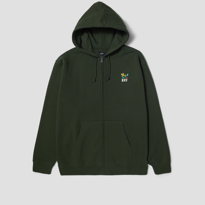 HUF Flower Full Zip Hood Hunter Green Small