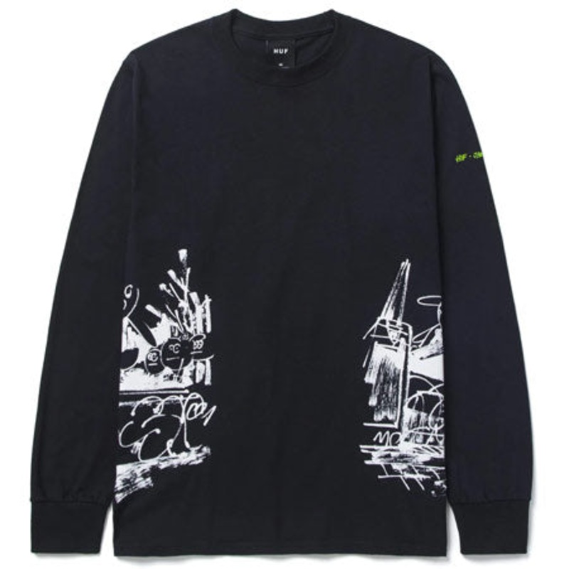 HUF James Jarvis Long Sleeve T Shirt Black Extra Large