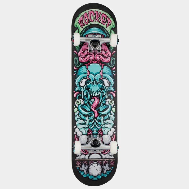 Rocket – 7.75″ –  Bones Pile-up Complete Skateboard – Black