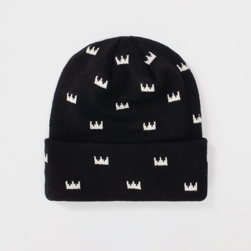 Royal Mini Crown Beanie – Black