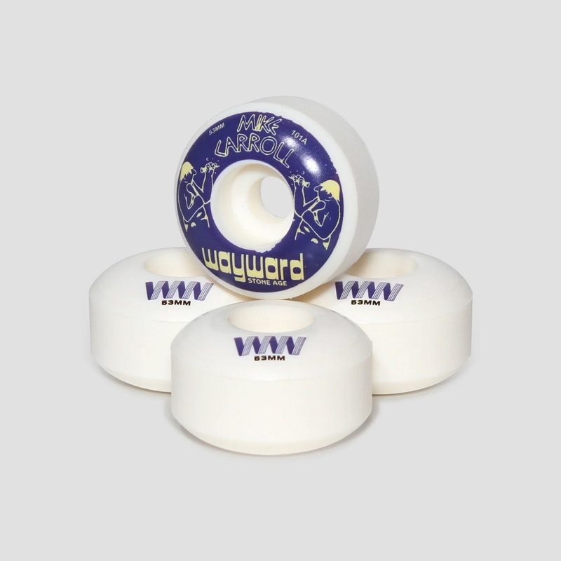 Wayward 53mm 101a Mike Carroll Funnel Pro Skateboard Wheels White / Purple