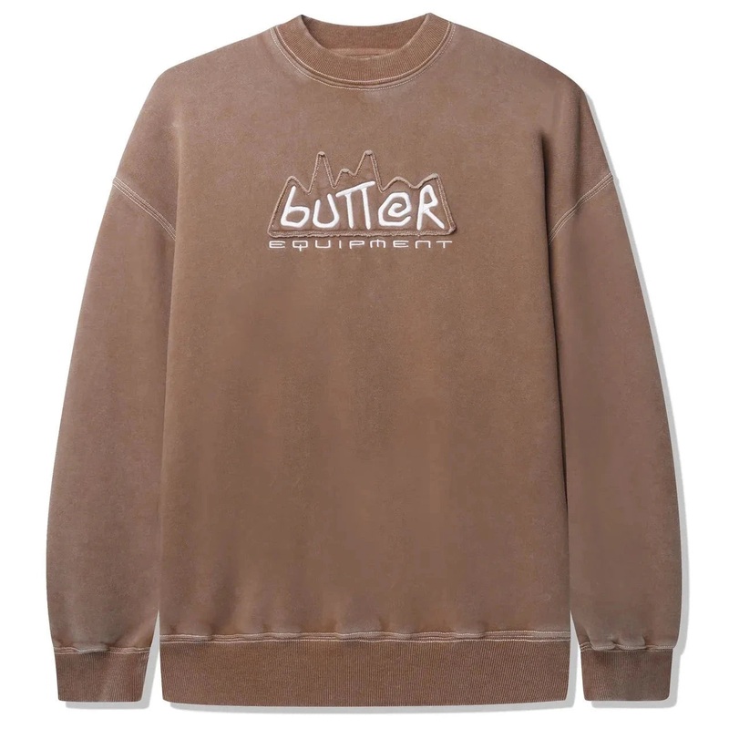 Butter Goods Equipment Applique Crewneck Washed Brown M