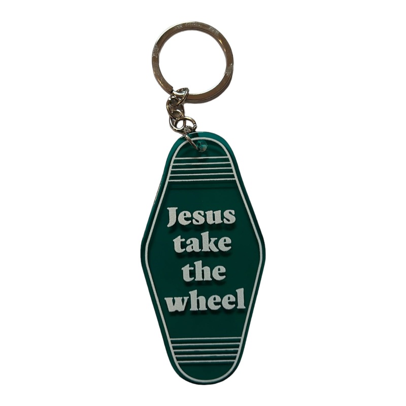 Jesus Take The Wheel Key Chain Green OS