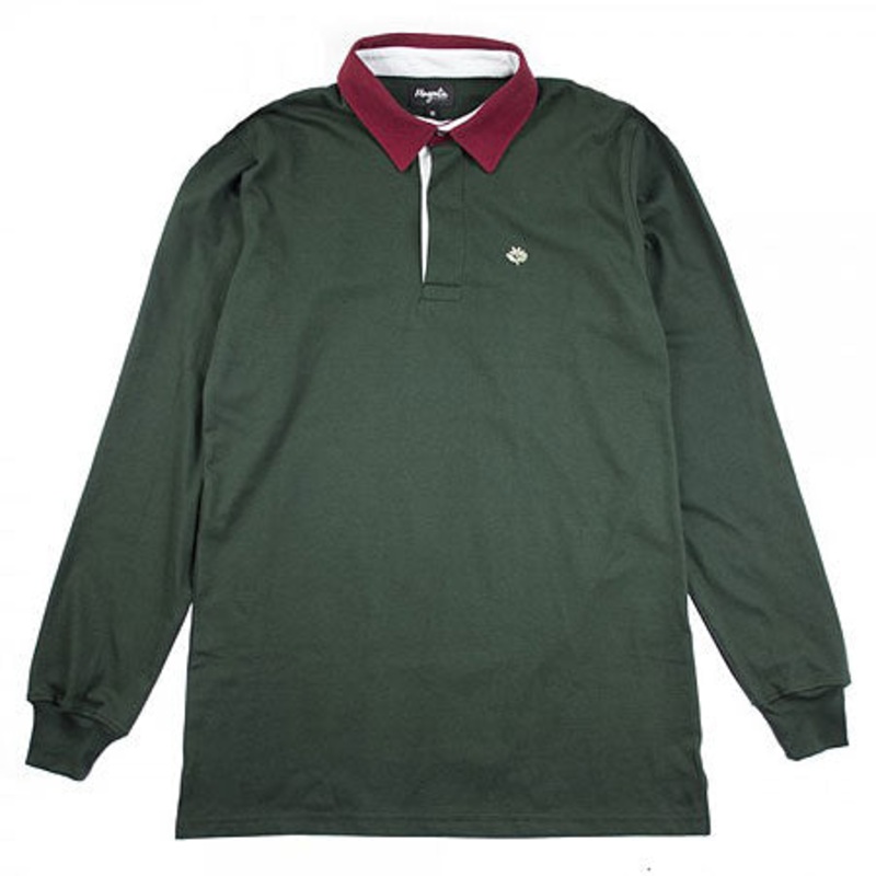 Magenta Long Sleeve Polo Dark Green Extra Large