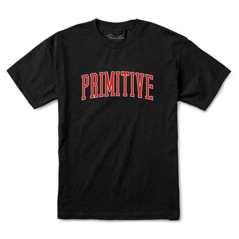 Primitive Skateboarding Collegiate Arch Outline T Shirt Black/ Red Extra Large