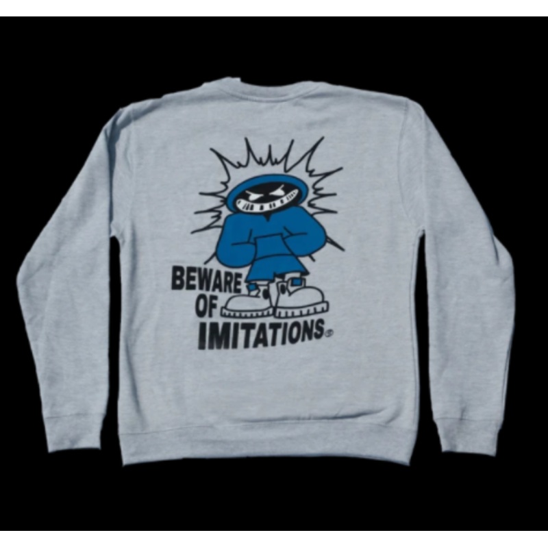 Public Beware of Imitations Crew Sweatshirt Medium Grey