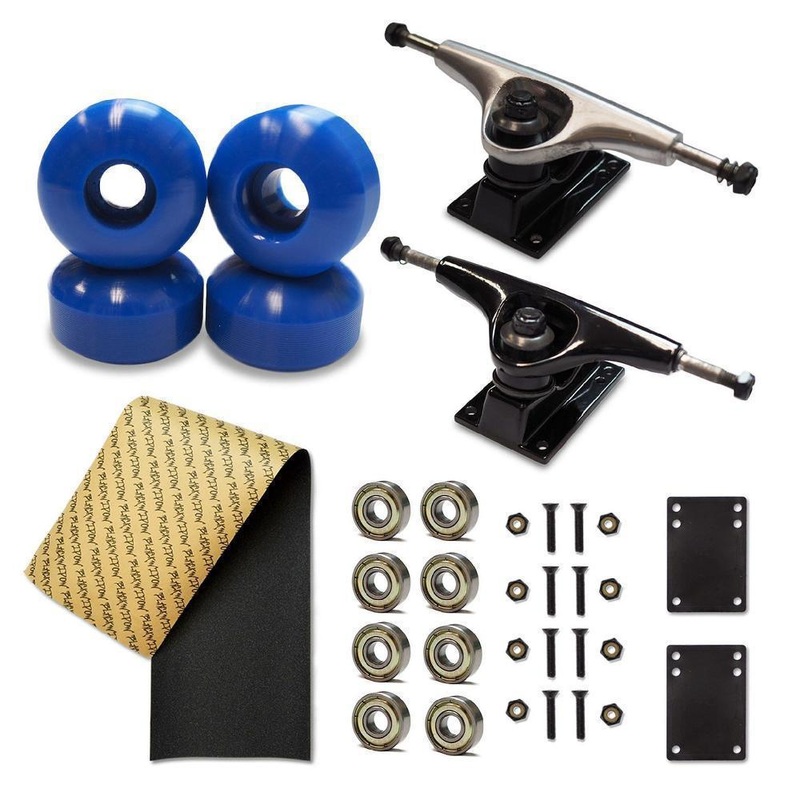Skateboard Starter Combo Kit – With 54mm Wheels Solid Blue Polished 2-tone