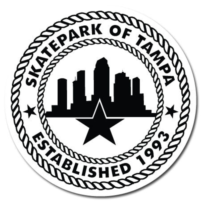 Skatepark of Tampa Rope Logo Sticker White 2.5″