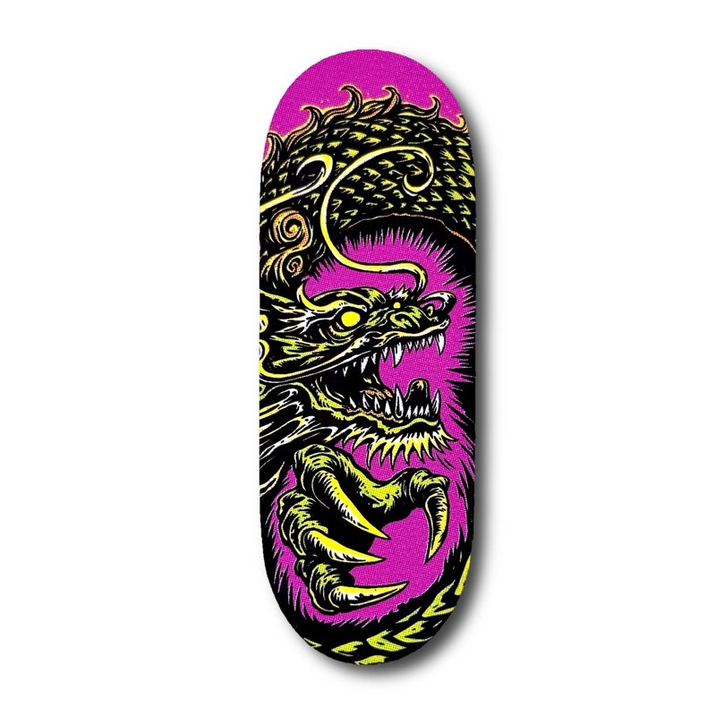 Chems Purple Background Yellow Dragon Fingerboard Deck 29mm Mid-Pro Popsicle