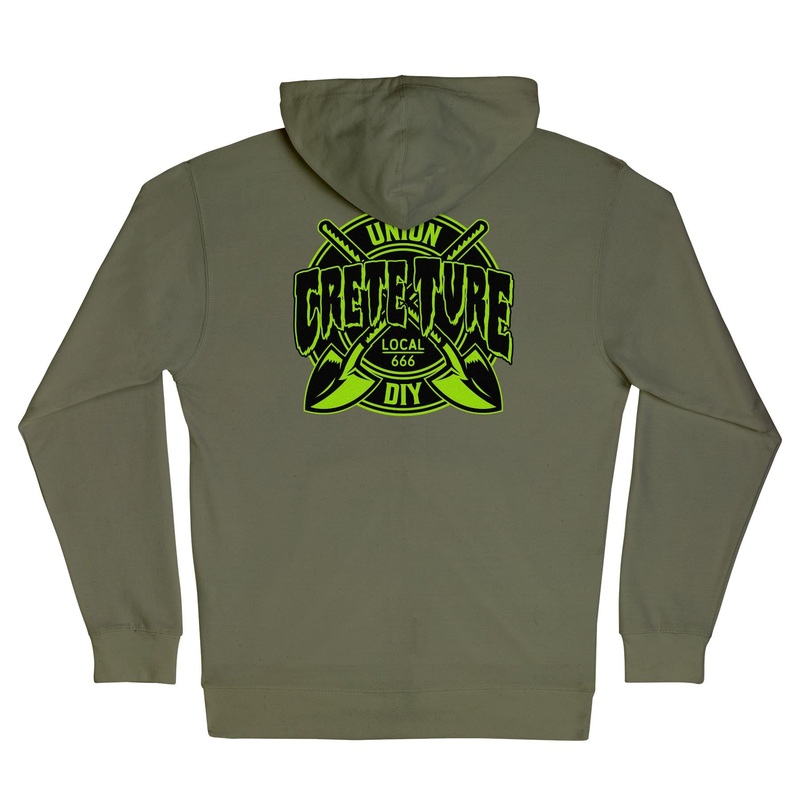 Creature Crete-Ture DIY Zip Heavyweight Hooded Sweatshirt Small Army Green