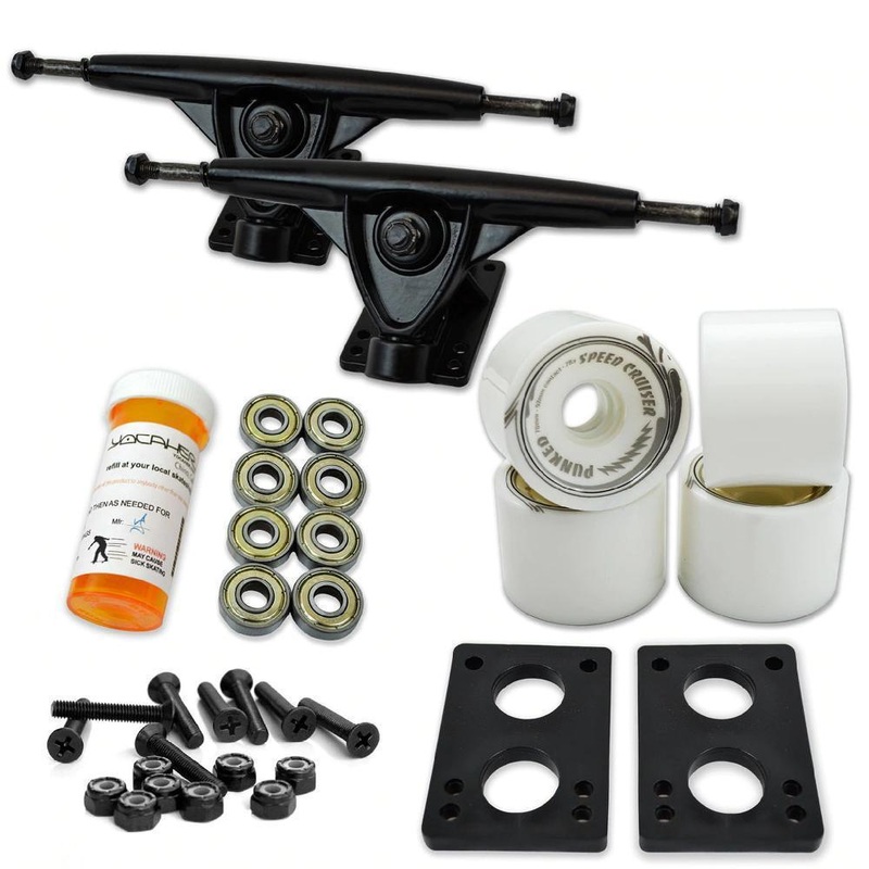 Longboard Starter Combo Kit – with 70mm Wheels – Black Trucks Black