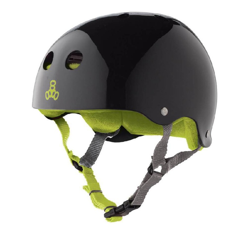 Triple 8 Sweatsaver Black Gloss Green Skate Helmet S