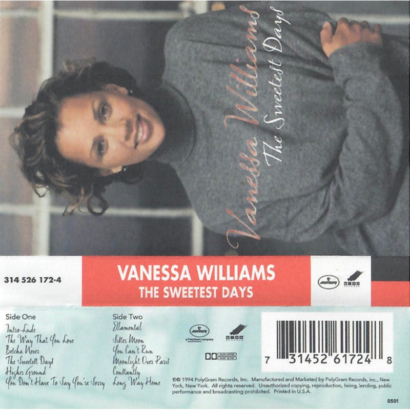 Vanessa Williams  The Sweetest Days Cassette *USED ORIGINAL 1994 RELEASE*