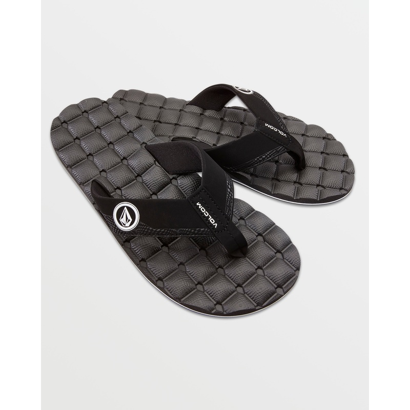 Volcom Men’s Recliner Sandals – Black/White 8 Black