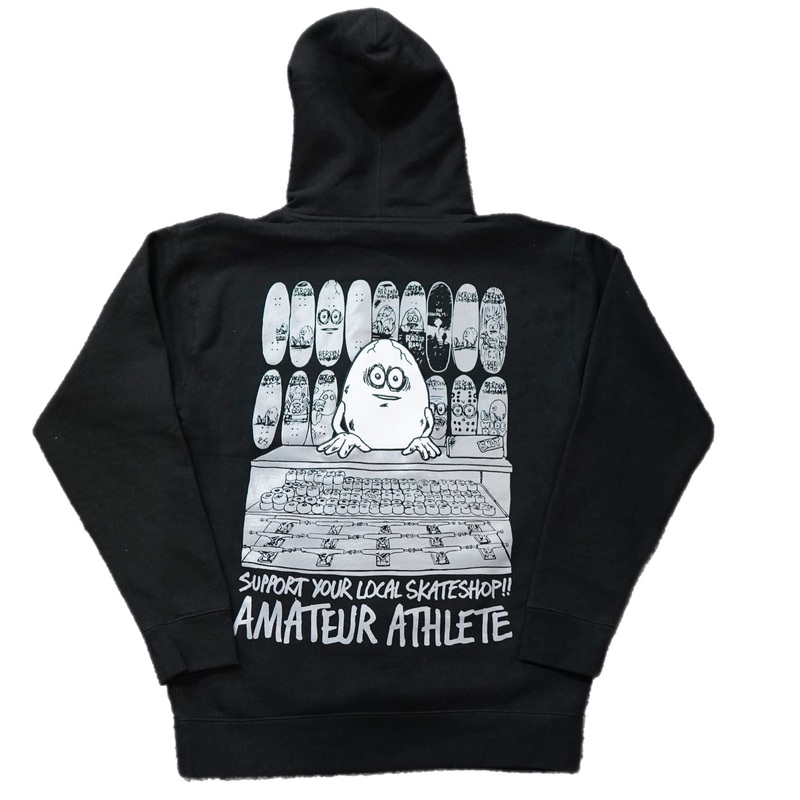 AA X HEROIN SKATE SHOP DAY 25 EMBROIDERED EGG BLACK HOODIE S