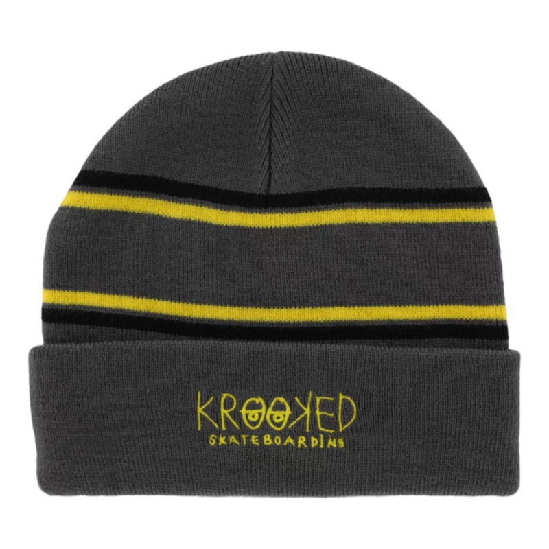 Krooked Eyes Beanie Charcoal/Yellow/Black OS