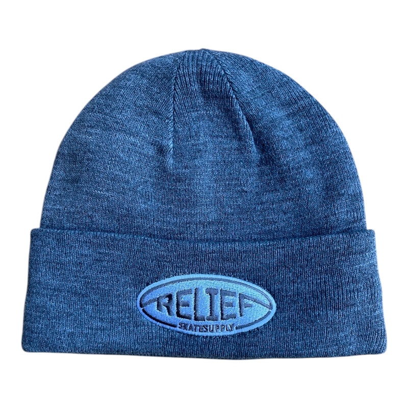 Relief Oval Embroidery Beanie Grey OS